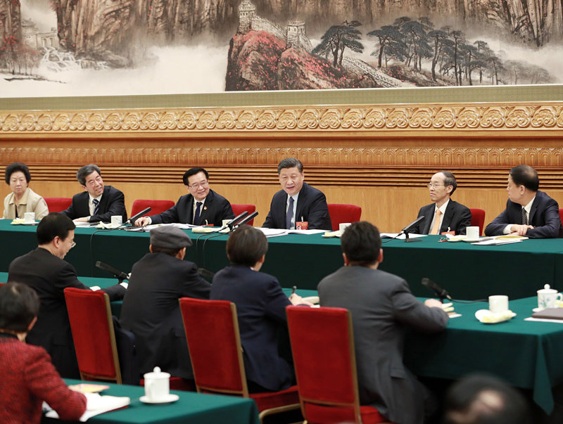 2019年3月8日，習近平總書記參加十三屆全國人大二次會議河南代表團的審議。